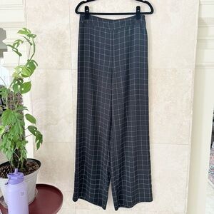 Madison Collection Gray Windowpane Plaid Wide Leg Trousers Size 8